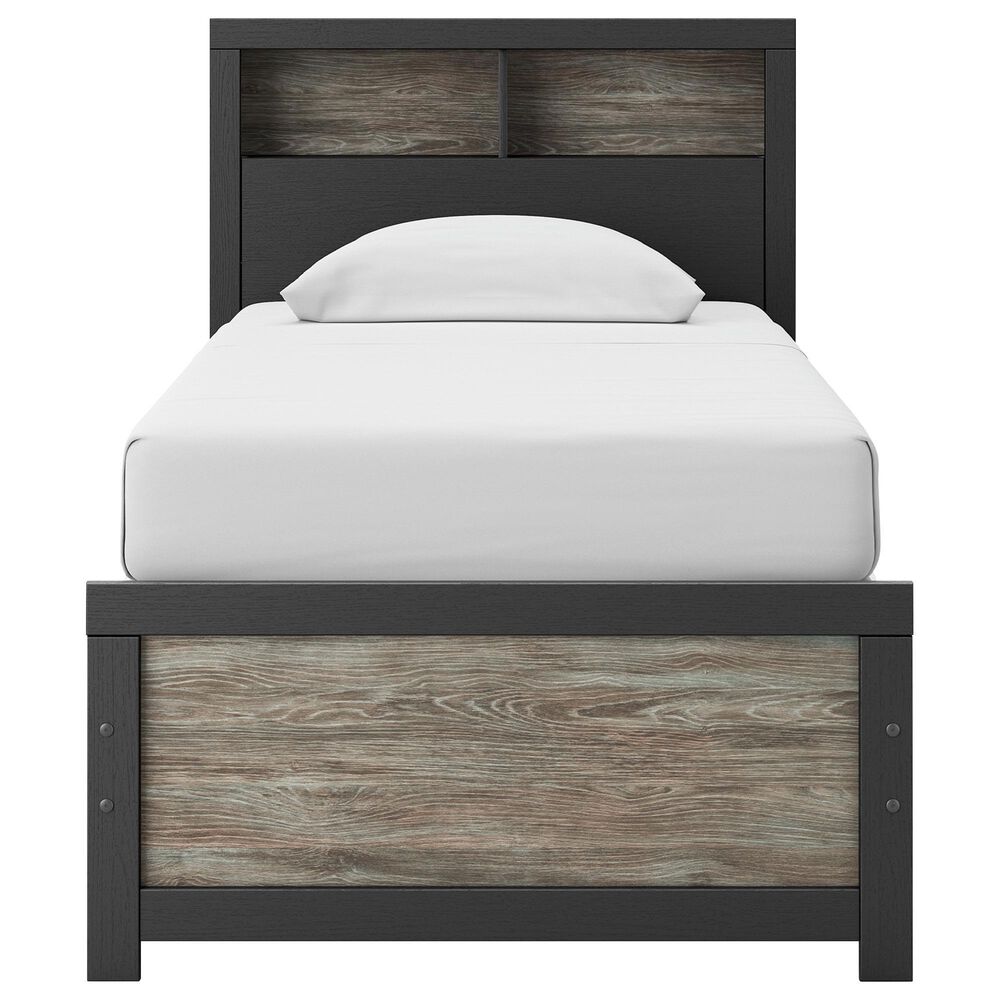 Ashley Broachmyn 4 Piece Twin Bookcase Bed Set in Black and Gray, , large