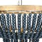 Creative Coop Laurel 2-Tier Draped Wood Bead Chandelier with Gold and Navy Blue Shade, , large
