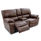 Oxford Furniture Cheers Leather Power Console Loveseat with Power Headrest in Saddle , , large