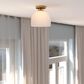 Vaxcel Shelby 1-Light Semi Flush Mount with Frosted White Opal Glass Shade in Natural Brass, , large