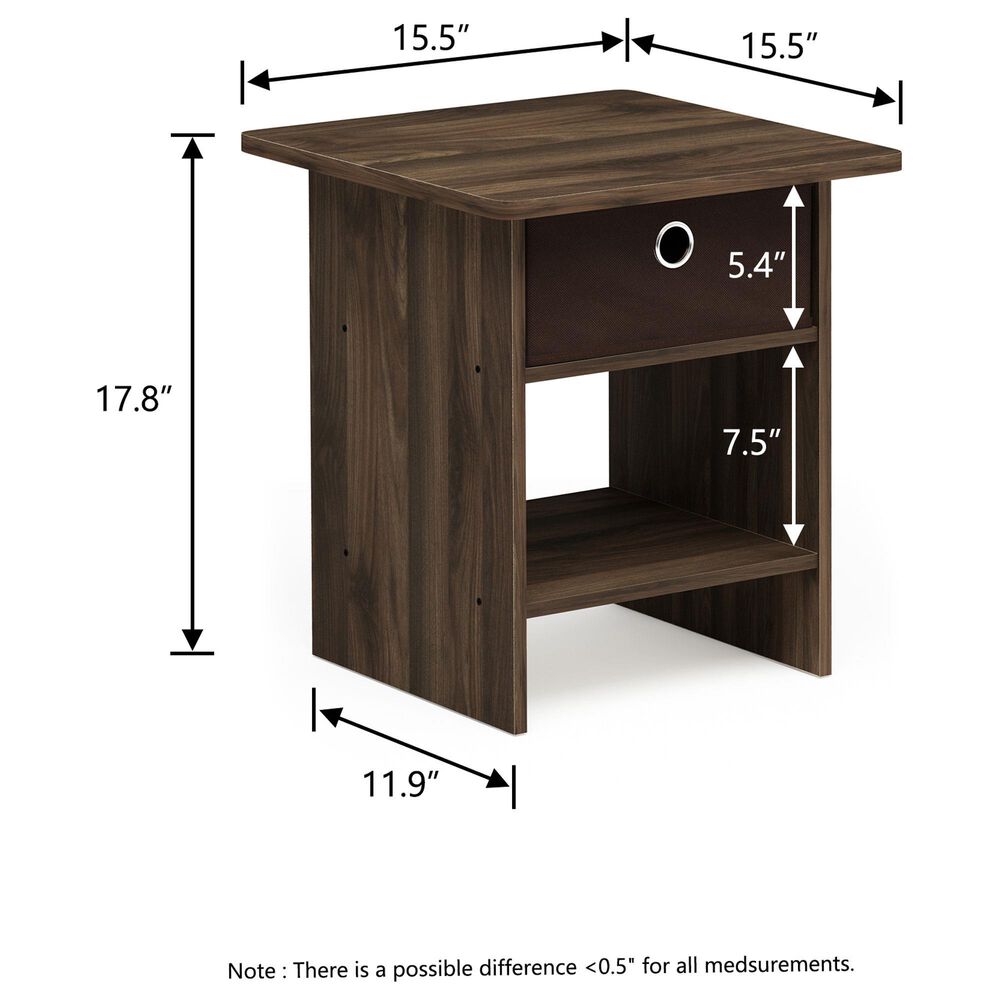 HOMLUX 1-Drawer Modern Nightstand with Open Shelf in Columbia Walnut, , large