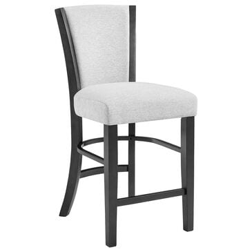 Crown Mark Camelia 24" Counter Stool Only in Black Finish and Gray Upholstery, , large