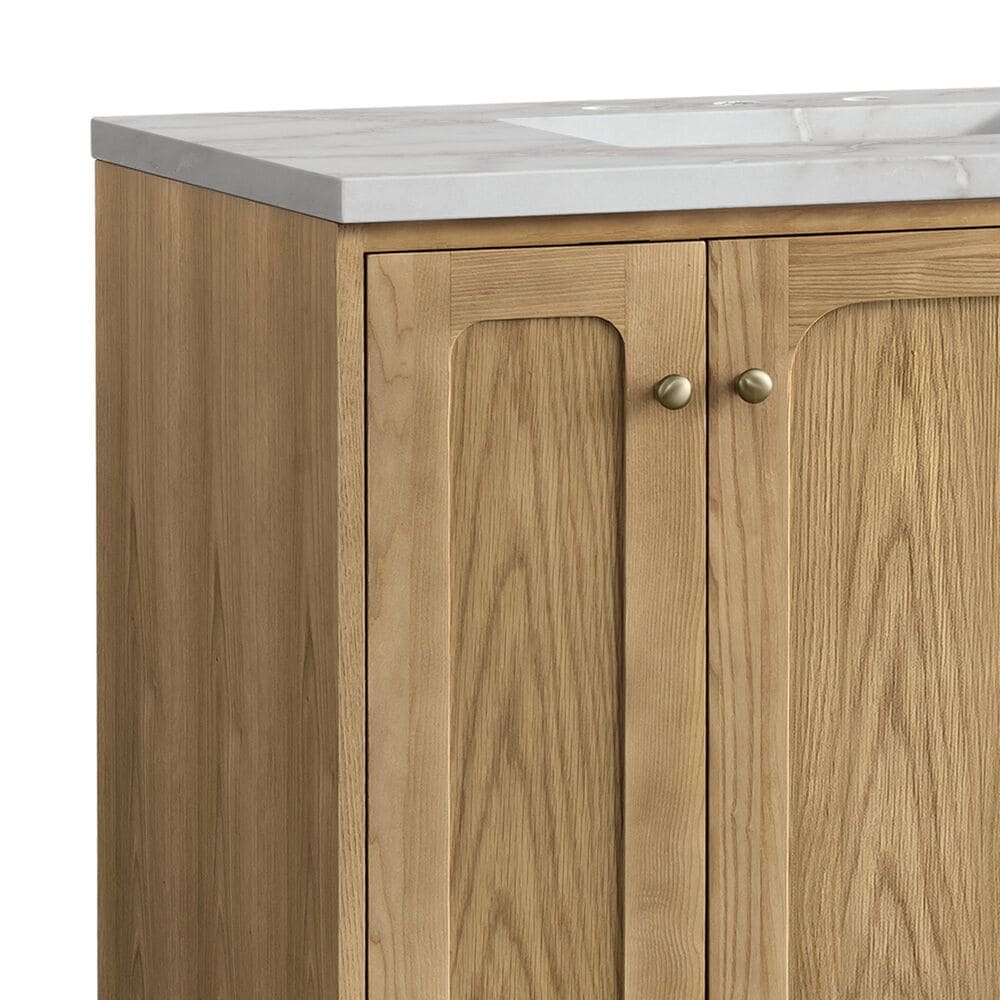 James Martin Vanities Laurent 72" Double Bathroom Vanity in Light Natural Oak with 3 cm Eternal Jasmine Pearl Silestone Top, Rectangular Sinks and FreePower Wireless Charger, , large