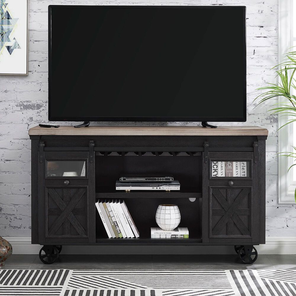 Imperial International Bar Cart in Blackened Oak and Grey Wash, , large