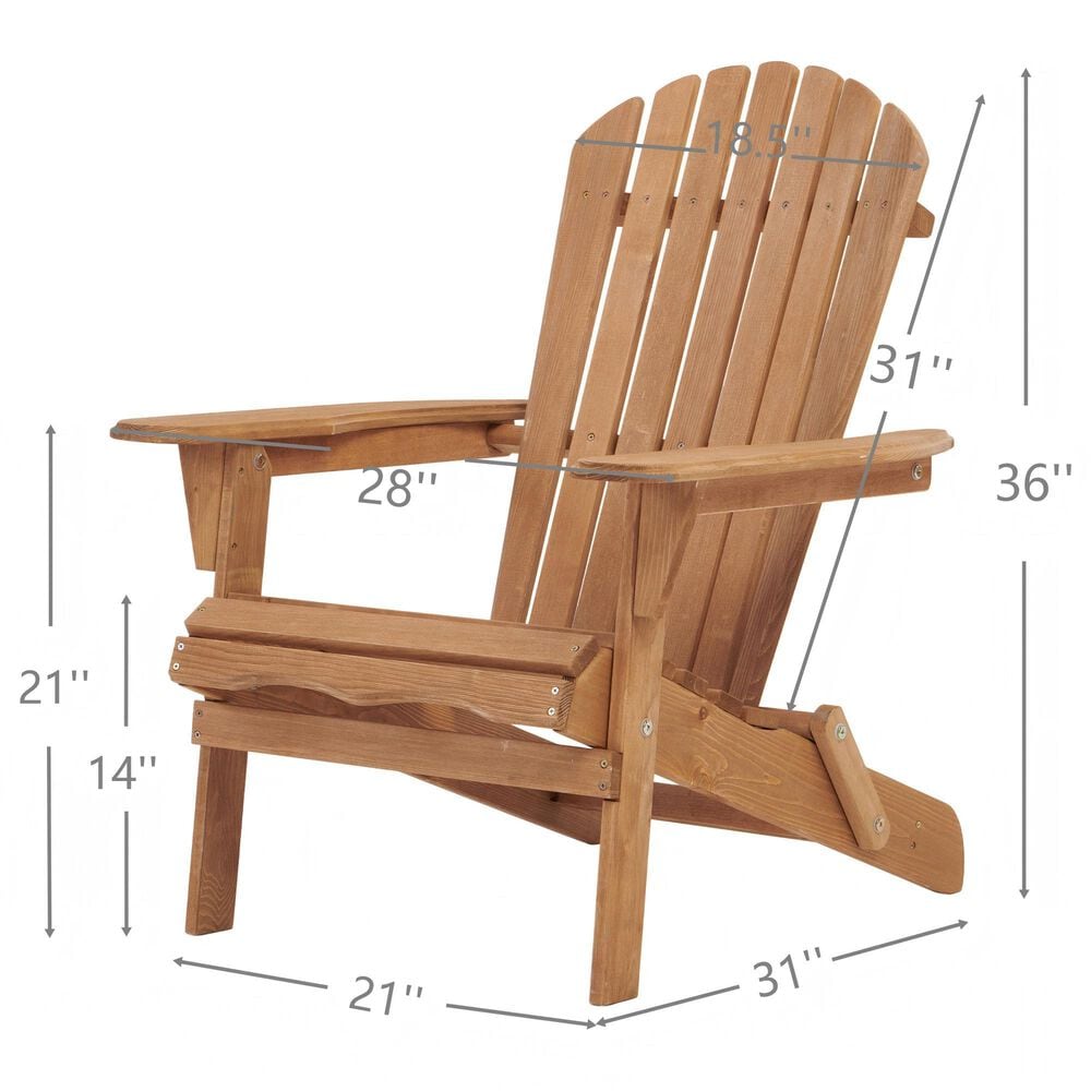 Hearth and Haven Outdoor Folding Adirondack Chair in Light Brown (Set of 2), , large