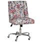 Linon Home Decor Draper Office Chair with Navy Floral Cushion in Silver, , large