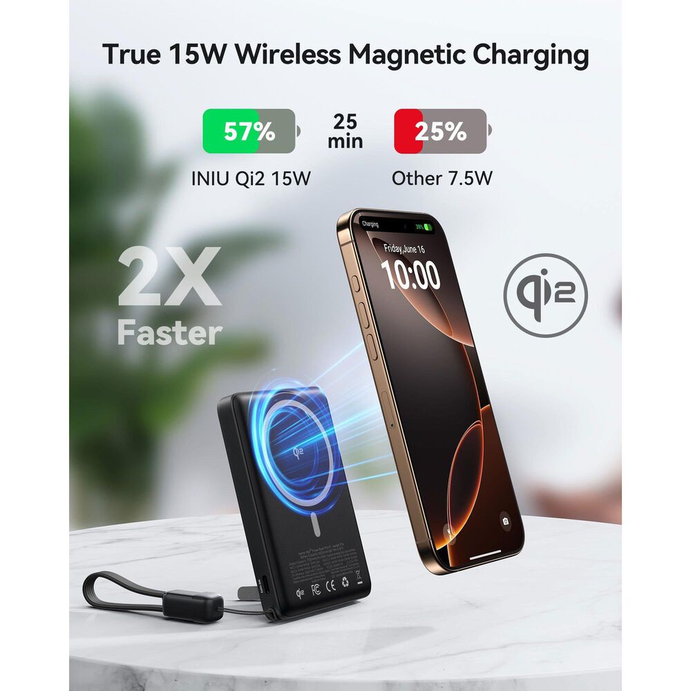 INUI MagPro 10000mAh Slim Power Bank in Black, , large