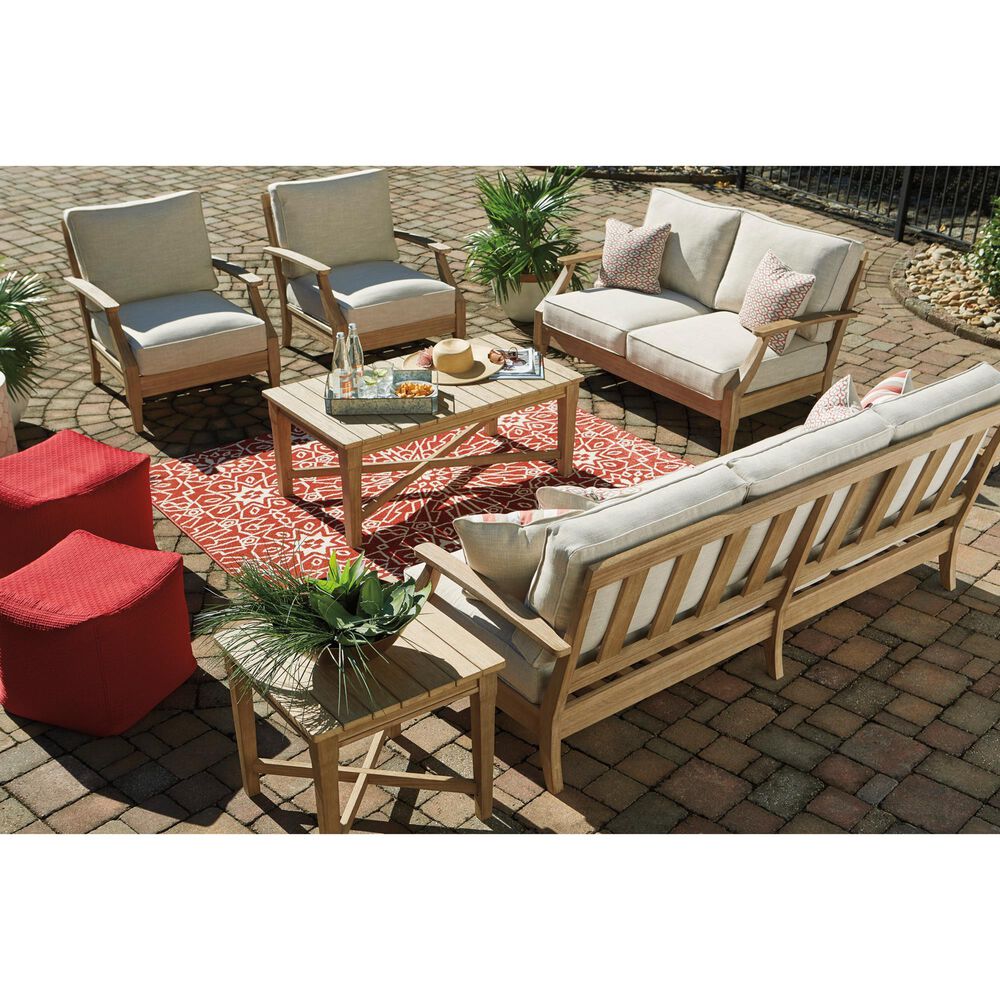 Ashley Clare View Sofa with Beige Cushion in Antique Teak, , large