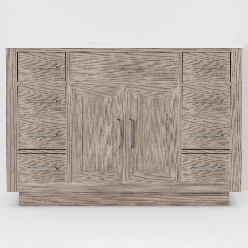 Lexora Home Abbey 48&quot; Single Bathroom Vanity in Grey Oak with 2 cm White Quartz Top and Rectangular Sink, , large