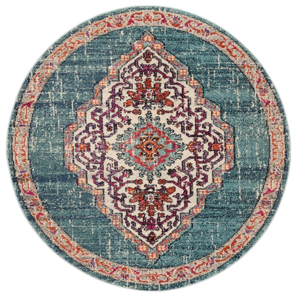 Safavieh Monaco MNC254J 5" Round Blue Area Rug, , large