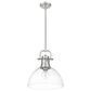 Golden Lighting Duncan 1-Light Pendant with Rod and Clear Shade in Pewter, , large
