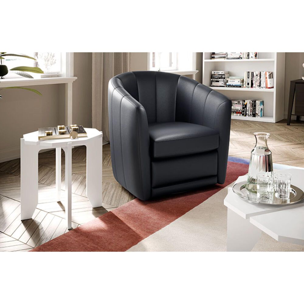 Natuzzi Editions Mazaro Swivel Chair in Navy Blue, , large