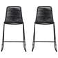 Armen Living Shasta Patio Bar Stool with Rope Seat in Black (Set of 2), , large