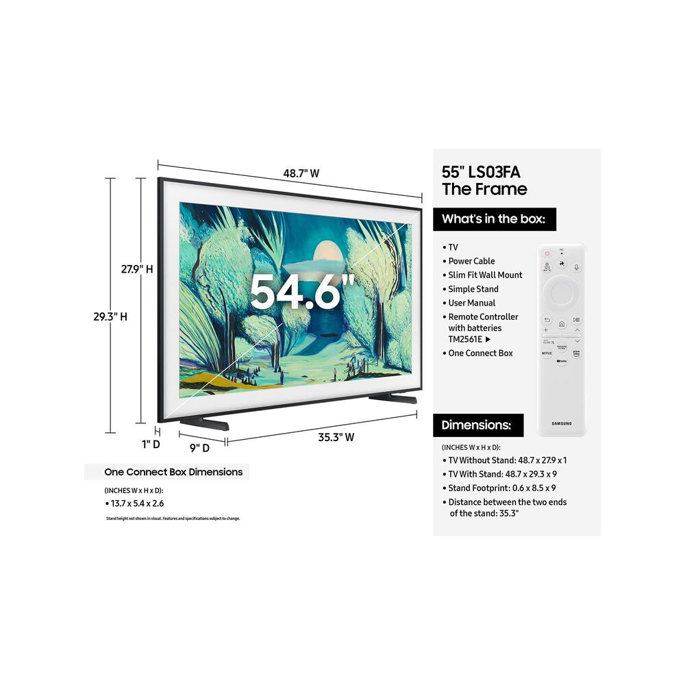 Samsung 55&quot; Class LS03F The Frame QLED 4K in Black - Smart TV, , large