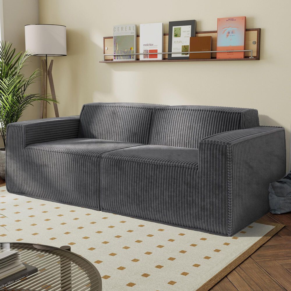 Furniture of America Facil 2-Piece Modular Track Arm Loveseat in Dark Gray, , large