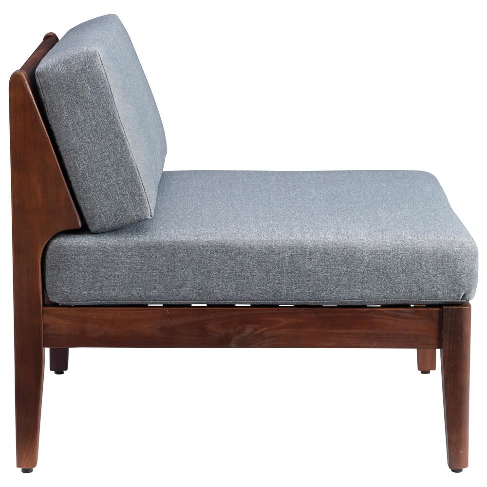 Linon Home Decor Summerlyn Patio Middle Chair with Walnut Frame in Grey, , large