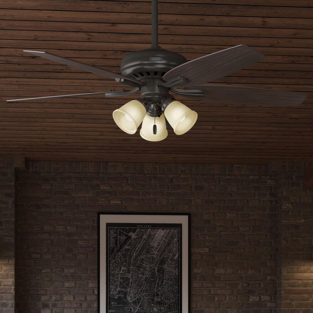 Hunter Newsome 52&quot; Ceiling Fan with 3 Lights in Premier Bronze, , large