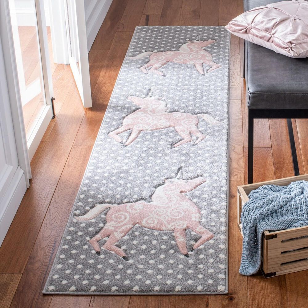 Safavieh Carousel 2&#39; x 8&#39; Grey, Ivory and Pink Kids Runner, , large