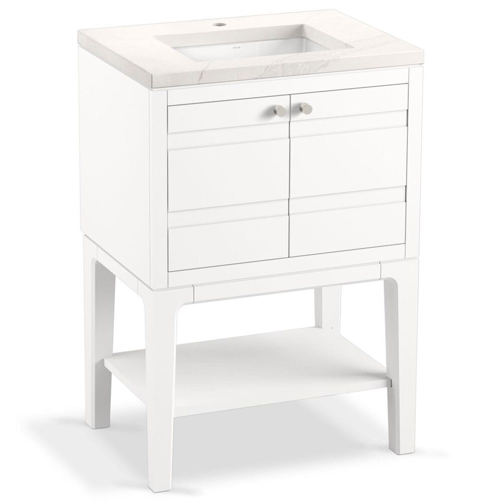 Kohler Helst 24" Single Bathroom Vanity in White with 3 cm Bianco Bella Quartz Top and Rectangular Sink, , large