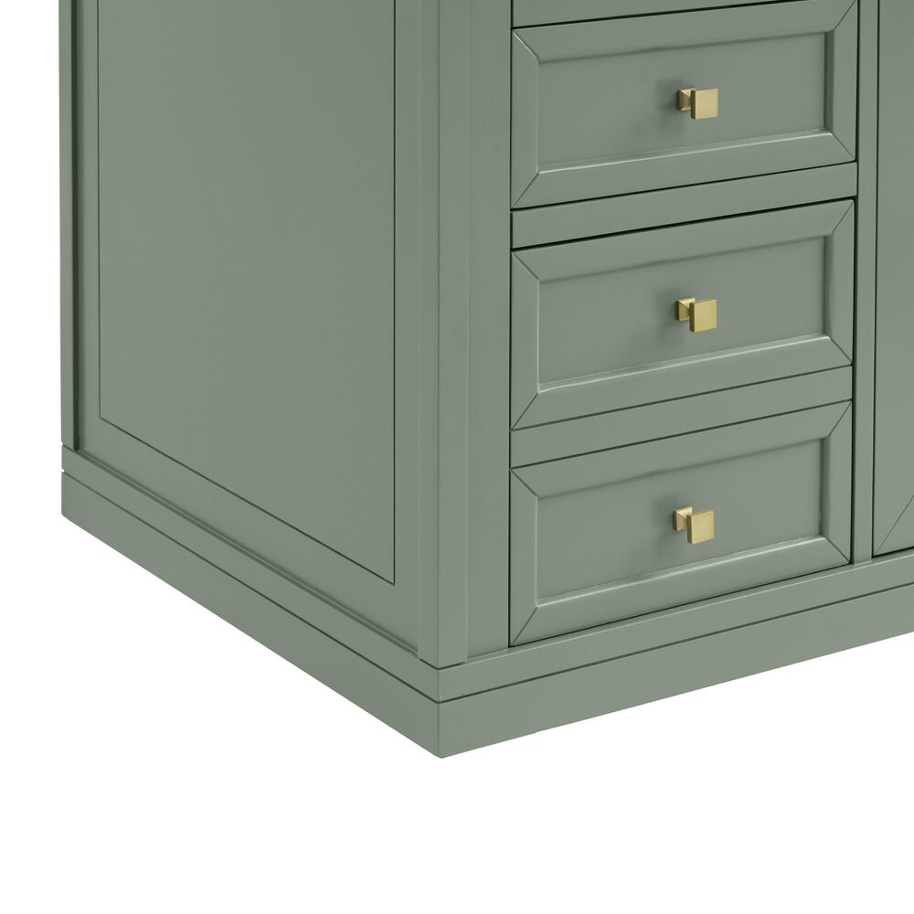 James Martin Vanities Chicago 60" Single Bathroom Vanity in Smokey Celadon with 3 cm Victorian Silver Quartz Top, Rectangular Sink and FreePower Wireless Charger, , large