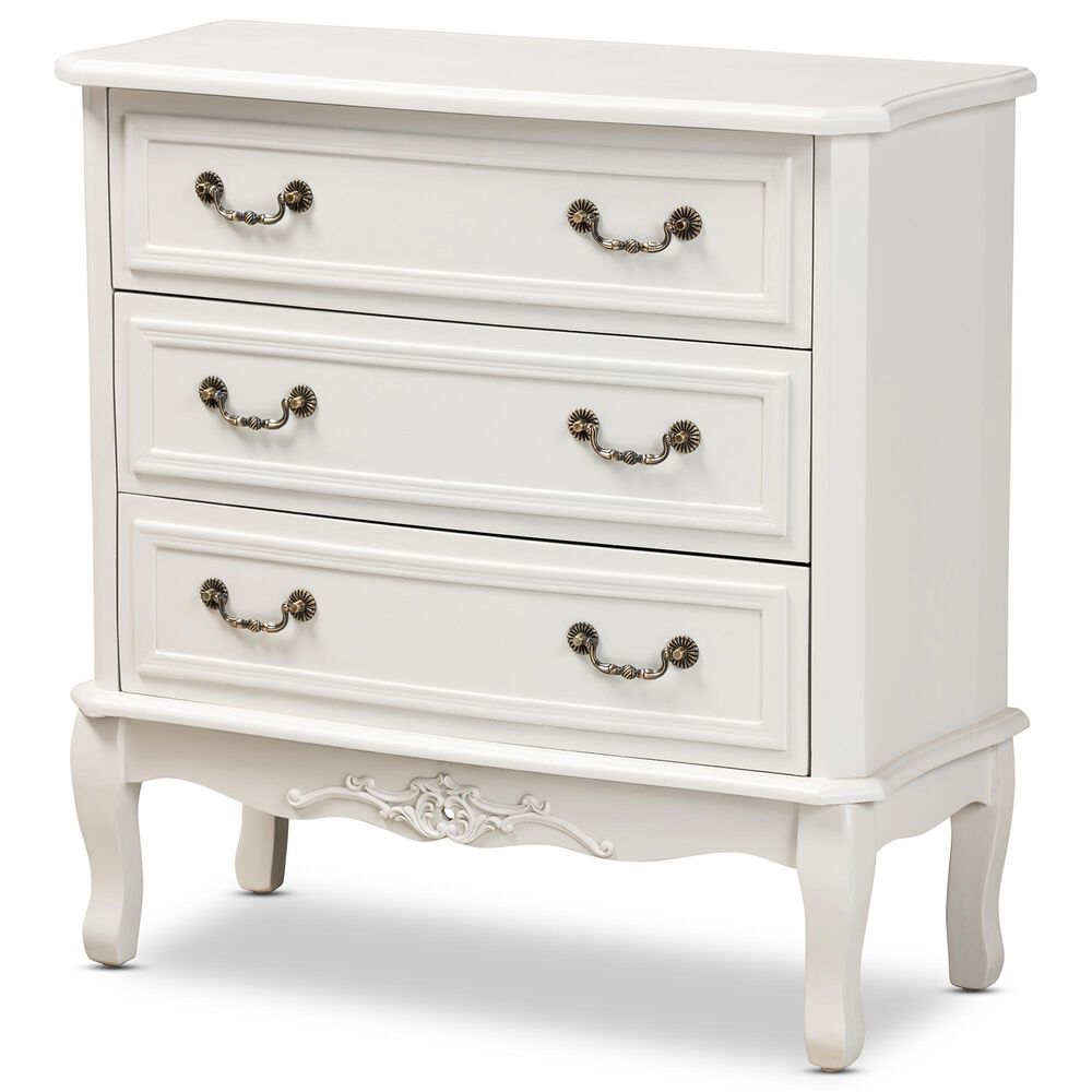 Baxton Studio Gabrielle 3-Drawer Storage Cabinet in White, , large