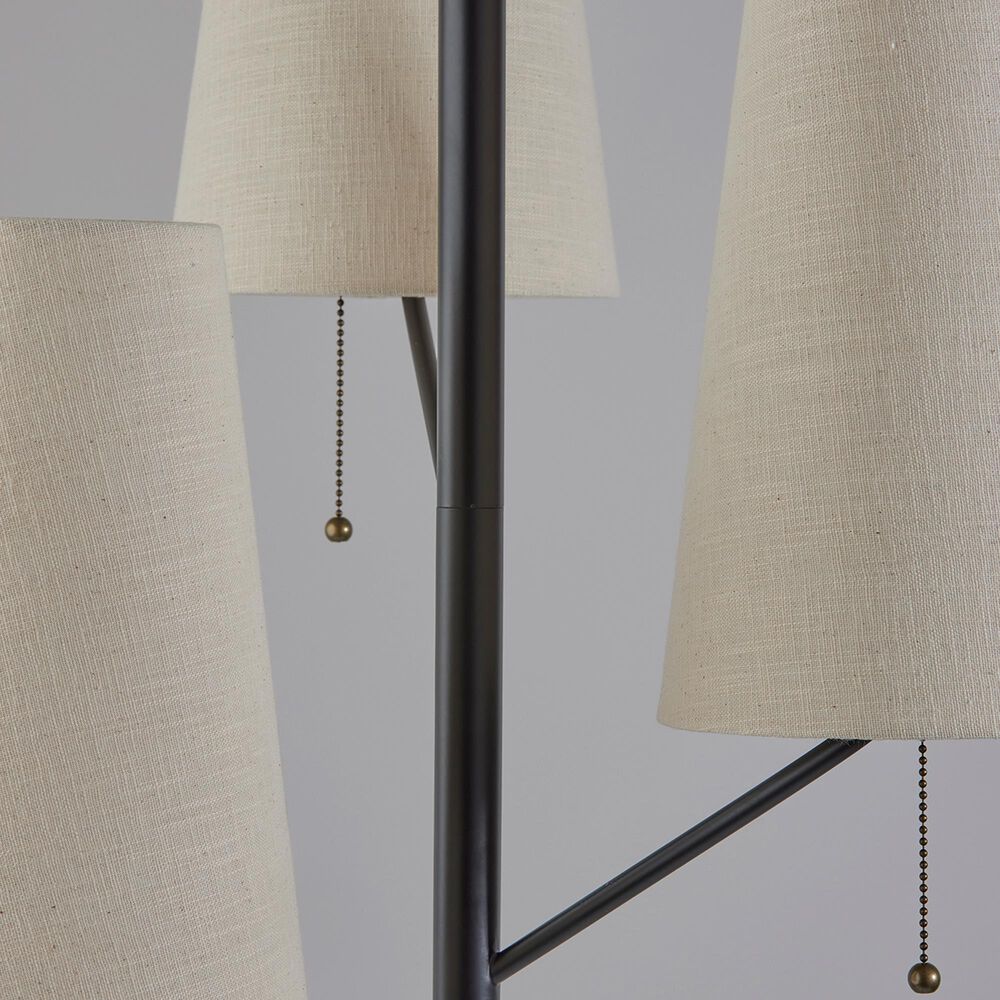 Adesso Daniel Floor Lamp in Black and Antique Brass, , large