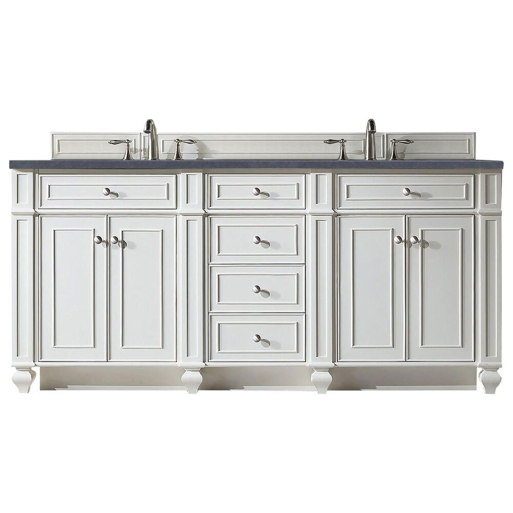 James Martin Vanities Bristol 72" Double Bathroom Vanity in Bright White with 3 cm Charcoal Soapstone Quartz Top and Rectangular Sinks, , large