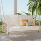 HOMLUX Patio Woven Rope Swing Sofa with White Steel in Beige, , large