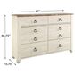 Ashley Willowton 6 Drawer Dresser in White Washed Finish, , large