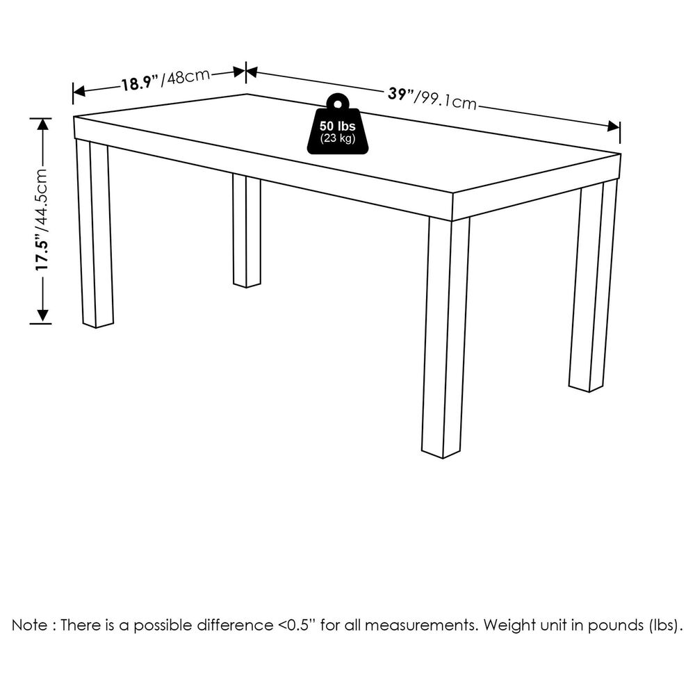 HOMLUX Rectangular Coffee Table in White, , large