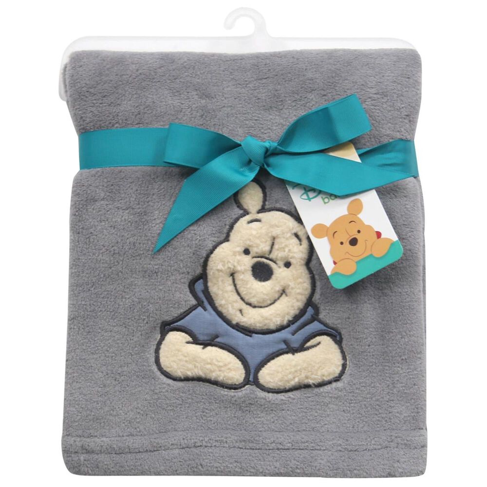 Lambs and Ivy Pooh Bear Blanket in Gray, , large