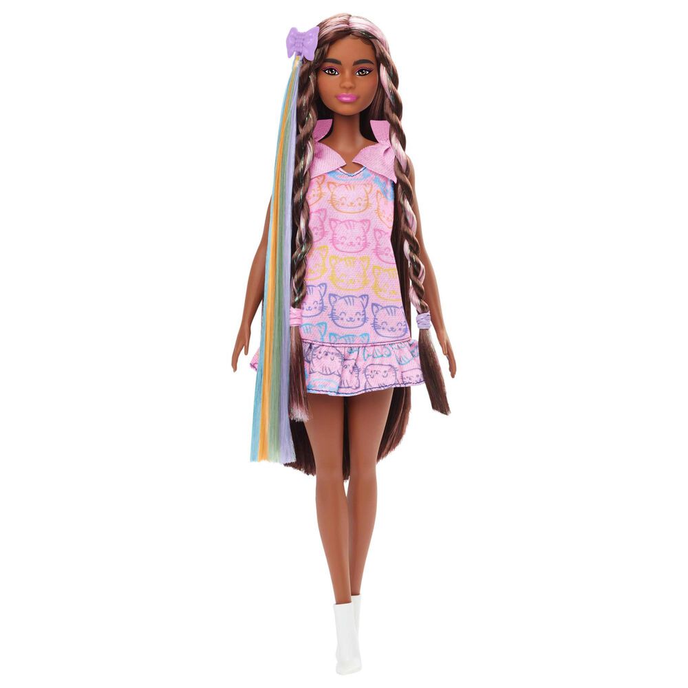 Barbie Fun & Fancy Brunette Fashion Doll with Accessories in Silver, Purple and White, , large