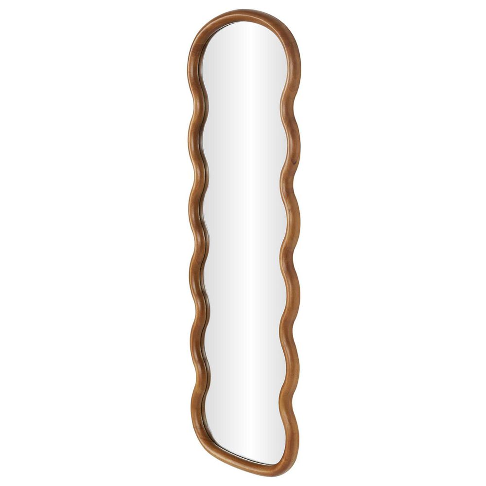 Maple and Jade 47&quot; Wood Abstract Wavy Wall Mirror in Brown, , large