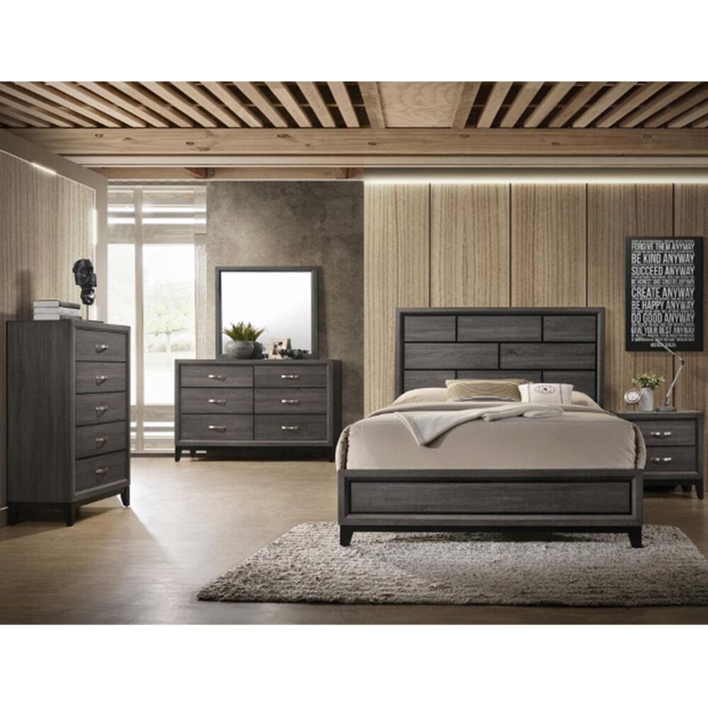 Crown Mark Akerson King Panel Bed in Grey, , large