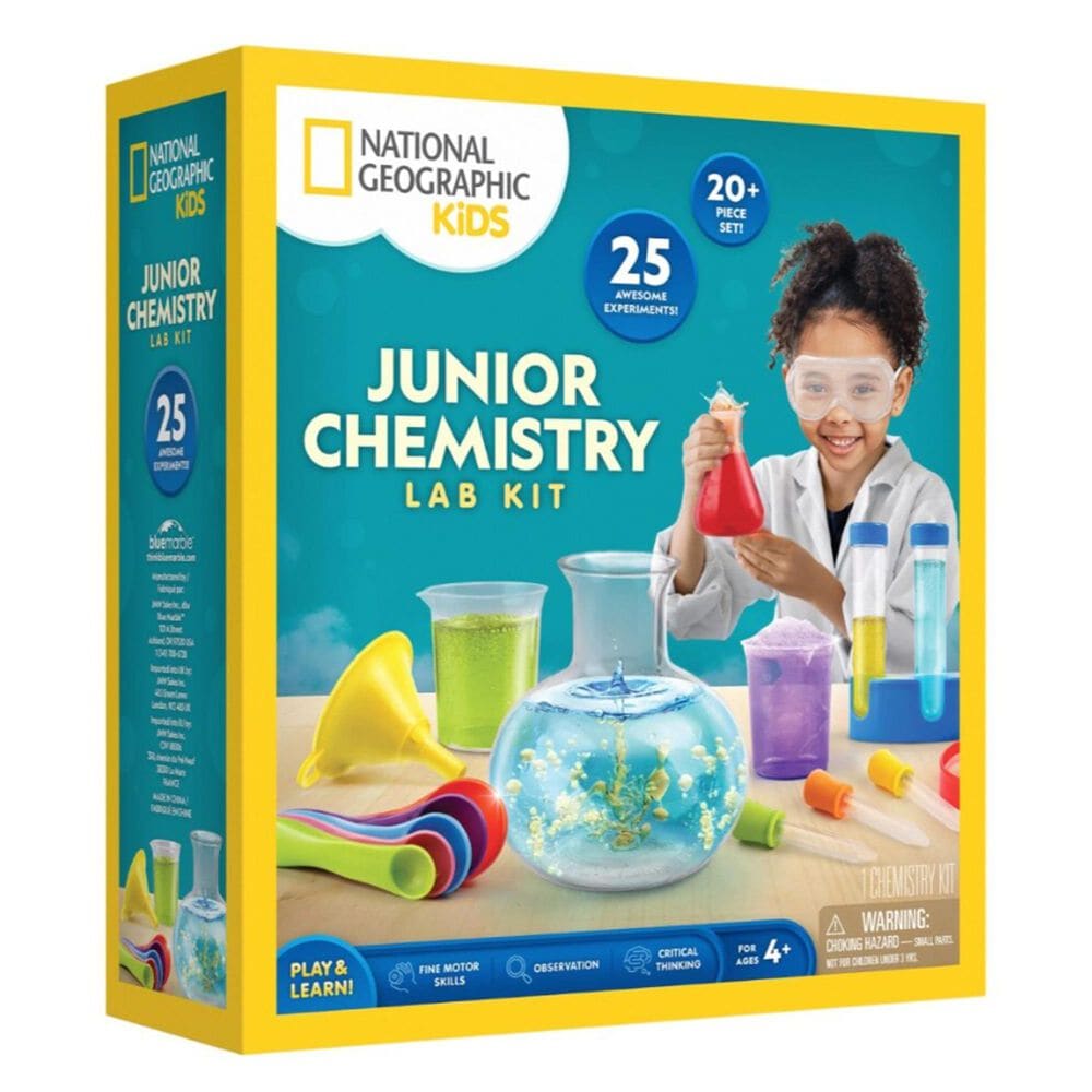 National Geographic Junior Chemistry Kit with 50 Science Experiments and 20+ Lab Tools in Multicolor, , large