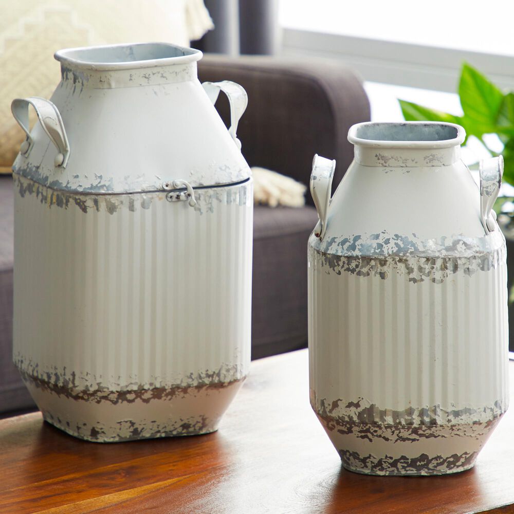 Maple and Jade Milk Cans in White (Set of 2), , large