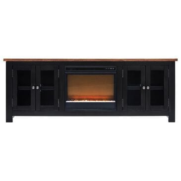 Ashley Wildenauer 76" TV Stand with Electric Fireplace in Rich Brown and Warm Satin Black, , large