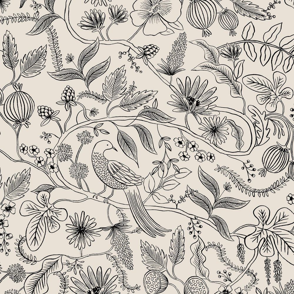 Rifle Paper Co Crafted by Cloth &amp; Company Mayfair Queen Headboard in Aviary Black/Cream, , large