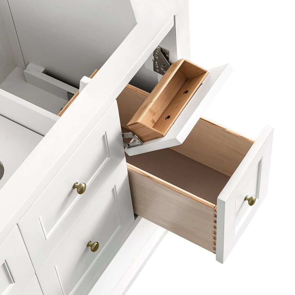 James Martin Vanities Breckenridge 36" Single Bathroom Vanity in Bright White with 3 cm Charcoal Soapstone Quartz Top and Rectangular Sink, , large