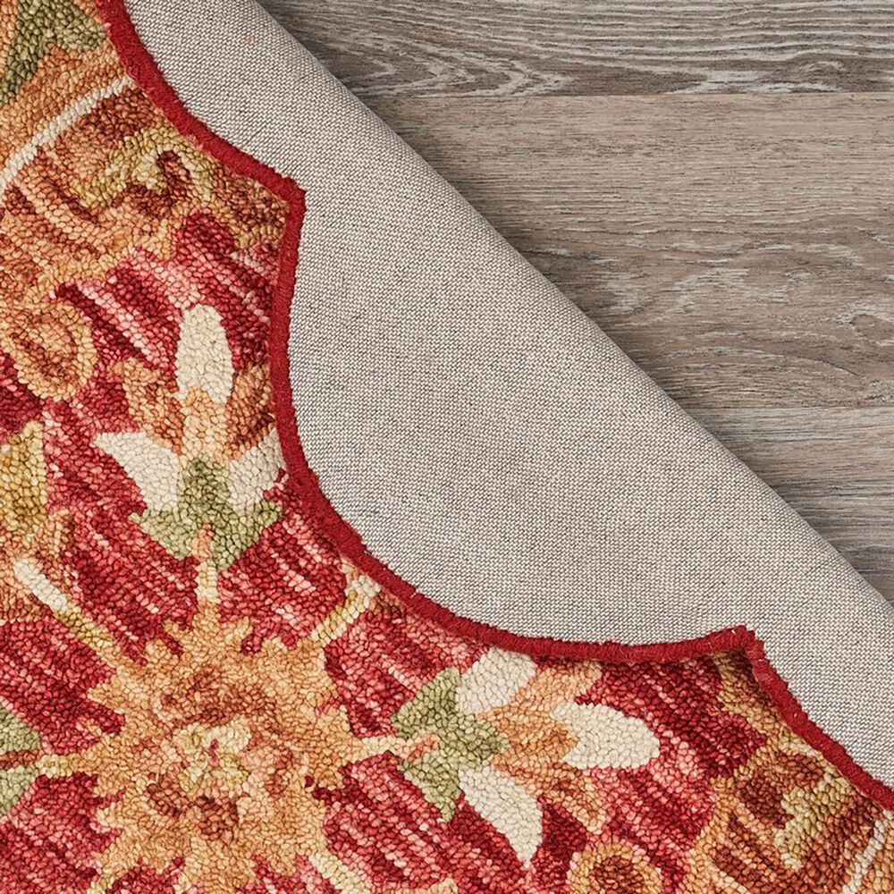 L&amp;R Resources Sinuous Floral Medallion 4&#39; Scalloped Red and Multicolor Area Rug, , large