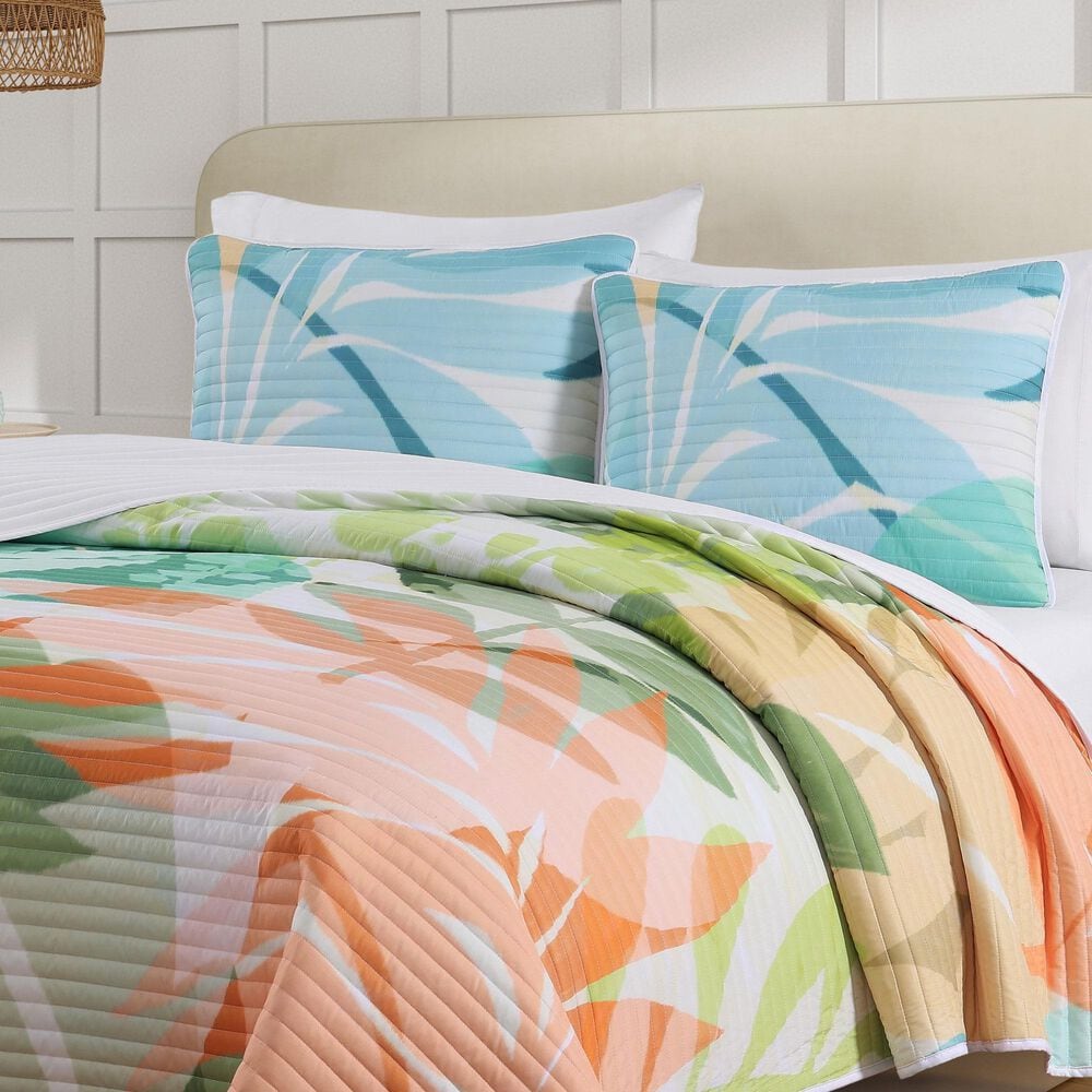 J. Queen New York Tiki 3-Piece Full/Queen Quilt Set in Green, , large