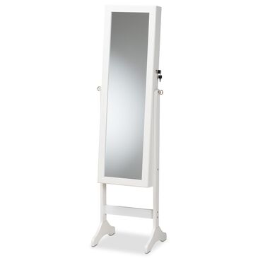 Baxton Studio Ryoko Jewelry Armoire with Mirror in White, , large