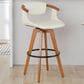 Lumisource Oracle Swivel Barstool with Cream Cushion in Walnut and Black, , large