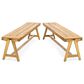 Hearth and Haven Outdoor Dining Bench in Light Teak (Set of 2), , large