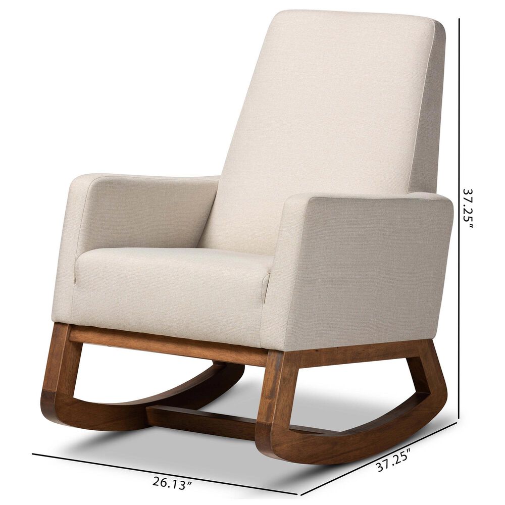 Baxton Studio Yashiya Rocking Chair in Light Beige, , large