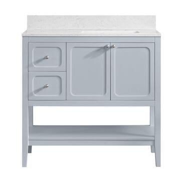 37B Ravello 36" Single Bathroom Vanity Cabinet in Soft Blue with Marble Top and Backsplash, , large