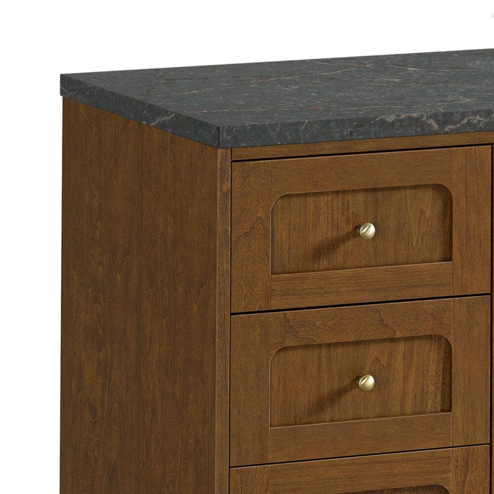 James Martin Laurent 60" Single Bathroom Vanity in Honey Oak with 3 cm Parisien Bleu Silestone Top and Rectangular Sink, , large