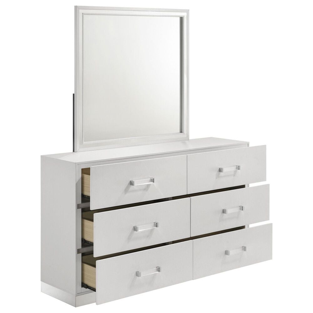 New Heritage Europa 6 Drawer Dresser and Mirror in White, , large