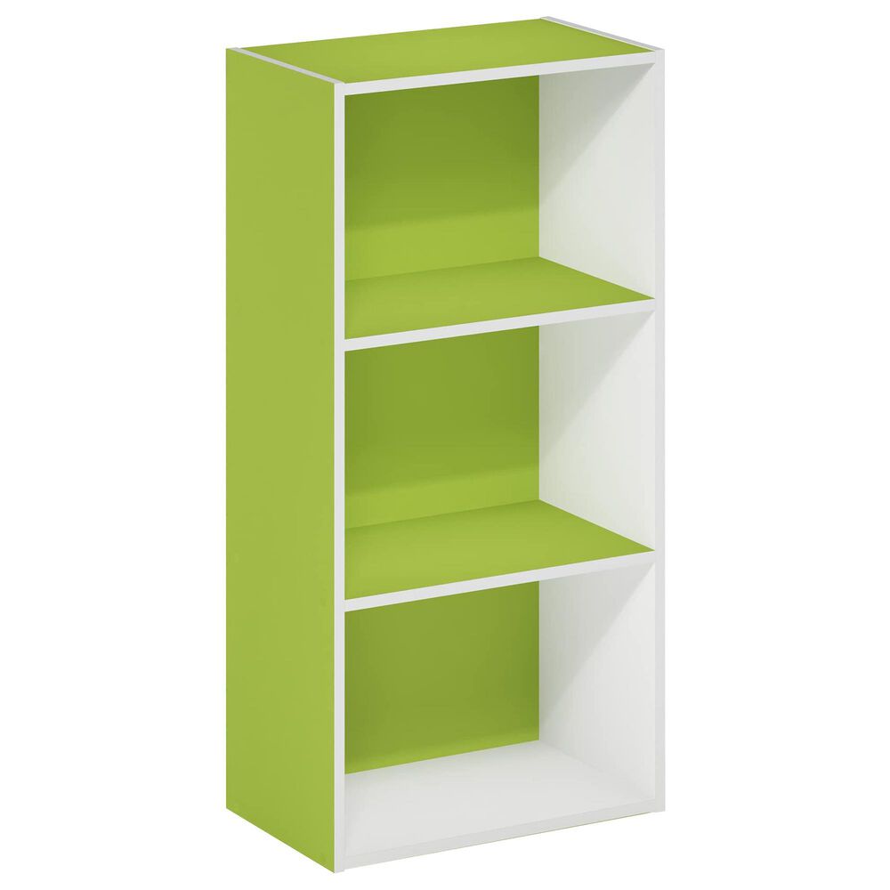 HOMLUX 3-Tier Open Shelf Bookcase in Green and White, , large