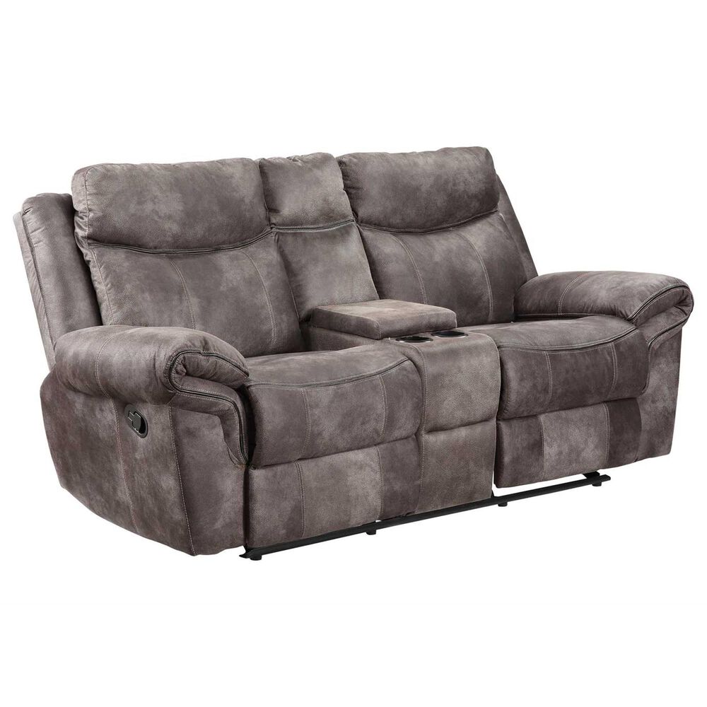 Steve Silver Nashville Manual Glider Recliner Console Loveseat in Grey, , large